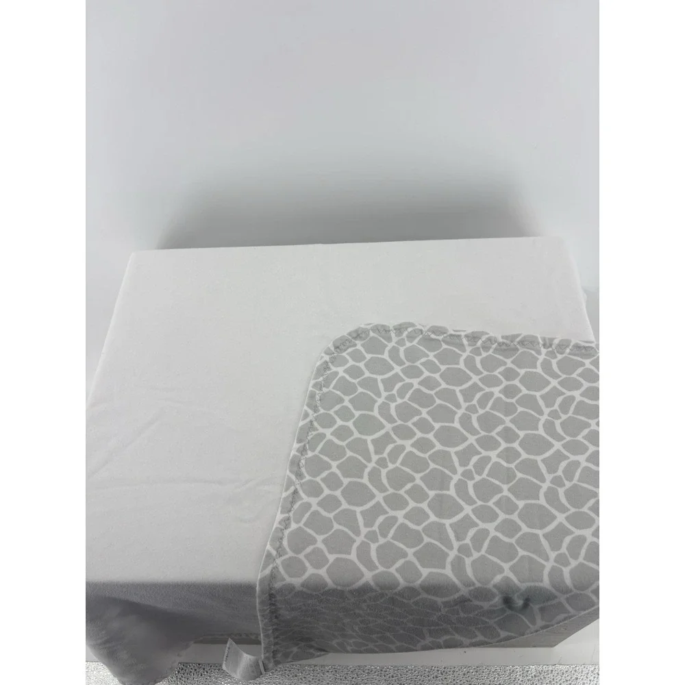 Just Born Animal Kingdom Reversible Baby Blanket Gray White Elephant Embroidery